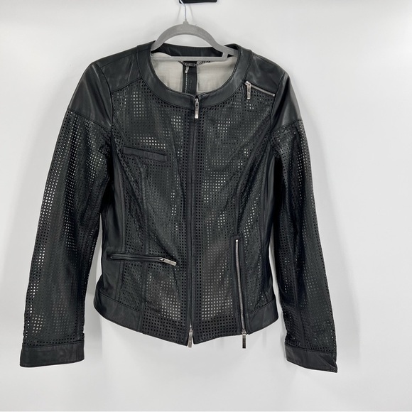Luisa Cerano Embossed Lambs Leather Jacket - Picture 1 of 6